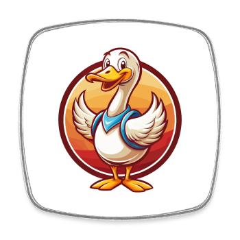 Goose Cute Funny Kawaii Cartoon Clipart Animal Pet - Square fridge magnet - white - Front
