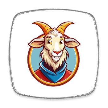 Chèvre Mignon Drôle Kawaii Dessin animé Clipart Animal de compagnie - Magnet carré - blanc - Devant