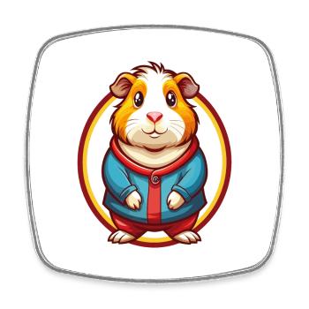 Cochon d’Inde Drôle Kawaii Dessin animé Clipart Animal Animal - Magnet carré - blanc - Devant