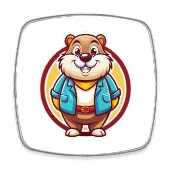Groundhog Funny Kawaii Cartoon Clipart Animal Pet - Square fridge magnet - white - Front