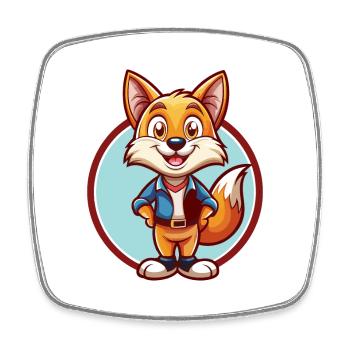 Fuchs süß lustig Kawaii Cartoon Clipart Tier Haustier - Viereckiger Kühlschrankmagnet - Weiß - Vorne