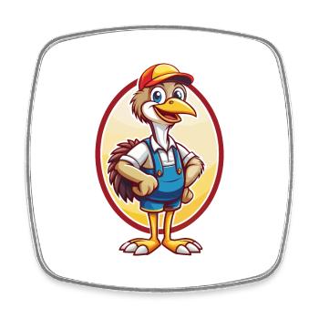 Emu Mignon Drôle Kawaii Dessin animé Clipart Animal de compagnie - Magnet carré - blanc - Devant