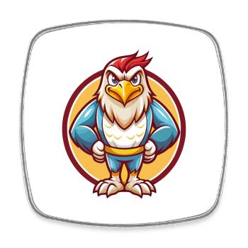 Falke Lustige Kawaii Cartoon Clipart Tier Haustier - Viereckiger Kühlschrankmagnet - Weiß - Vorne