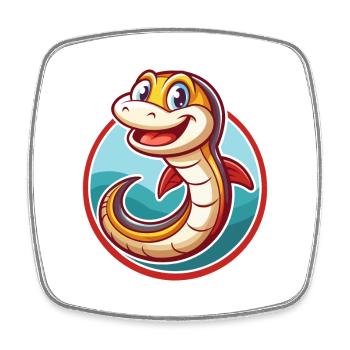 Eel Cute Funny Kawaii Cartoon Clipart Animal Pet - Square fridge magnet - white - Front