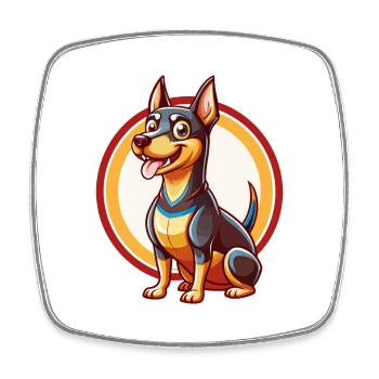 German Pinscher Dog Funny Kawaii Cartoon Animal - Square fridge magnet - white - Front