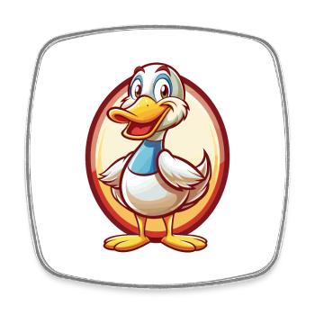 Ente Niedlich Lustig Kawaii Cartoon Clipart Tier Haustier - Viereckiger Kühlschrankmagnet - Weiß - Vorne