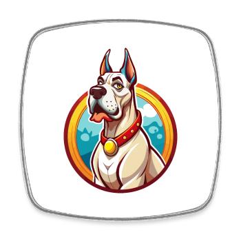 Deutsche Dogge Hund Lustig Kawaii Cartoon Clipart Tier - Viereckiger Kühlschrankmagnet - Weiß - Vorne