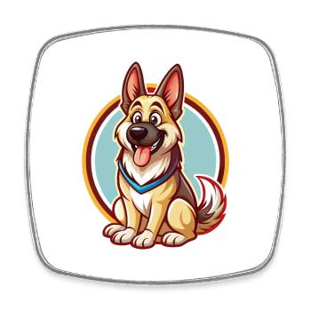 German Shepherd Dog Funny Kawaii Cartoon Animal - Square fridge magnet - white - Front