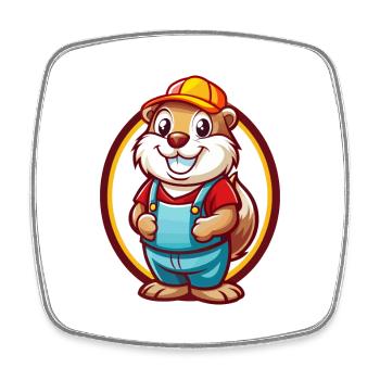 Gopher Lustige Kawaii Cartoon Clipart Tier Haustier - Viereckiger Kühlschrankmagnet - Weiß - Vorne