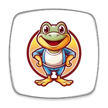 Frog Cute Funny Kawaii Cartoon Clipart Animal Pet - Square fridge magnet - white - Front