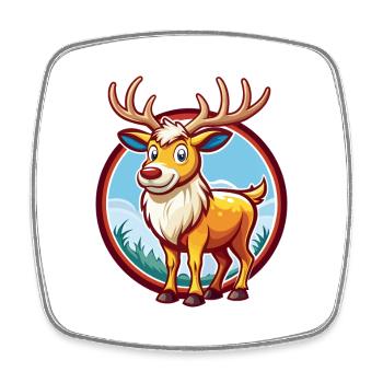 Elk mignon drôle Kawaii dessin animé Clipart animal de compagnie - Magnet carré - blanc - Devant