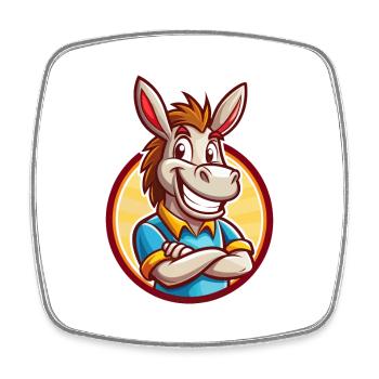 Âne Drôle Kawaii Dessin animé Clipart Animal Animal de compagnie - Magnet carré - blanc - Devant