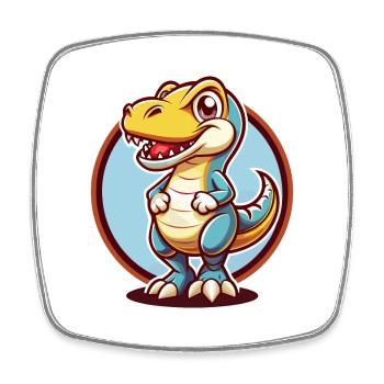 Dinosaurier Lustig Kawaii Cartoon Clipart Tier Haustier - Viereckiger Kühlschrankmagnet - Weiß - Vorne