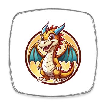 Drache Lustig Kawaii Cartoon Clipart Tier Haustier - Viereckiger Kühlschrankmagnet - Weiß - Vorne