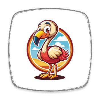 Flamant rose drôle Kawaii dessin animé Clipart Animal de compagnie - Magnet carré - blanc - Devant