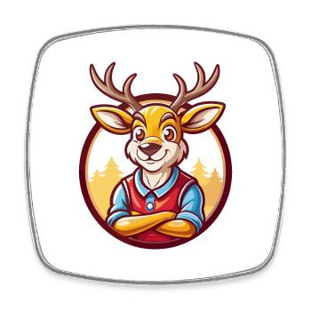 Deer Cute Funny Kawaii Cartoon Clipart Animal Pet - Square fridge magnet - white - Front