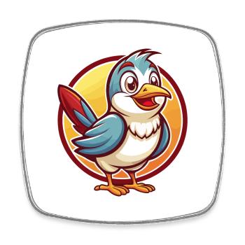 Cuckoo Bird Funny Kawaii Cartoon Clipart Animal - Square fridge magnet - white - Front