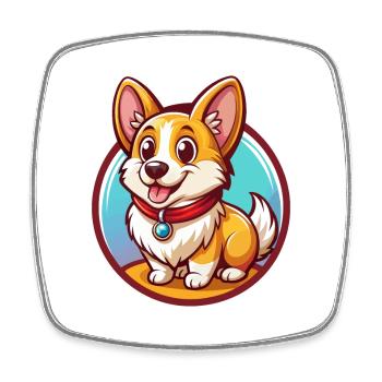 Corgi Dog Funny Kawaii Cartoon Clipart Animal Pet - Square fridge magnet - white - Front