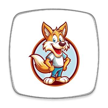 Coyote Drôle Kawaii Dessin animé Clipart Animal de compagnie - Magnet carré - blanc - Devant