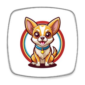 Chihuahua Dog Funny Kawaii Cartoon Clipart Animal - Square fridge magnet - white - Front