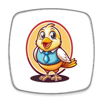 Canari oiseau drôle Kawaii dessin animé Clipart Animal - Magnet carré - blanc - Devant