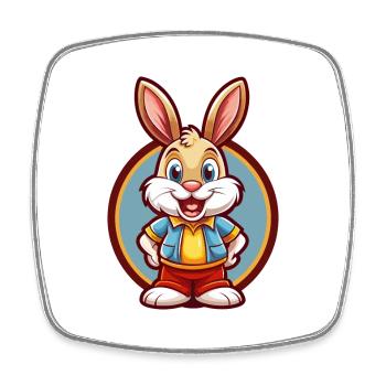 Hase Niedlich Lustig Kawaii Cartoon Clipart Tier Haustier - Viereckiger Kühlschrankmagnet - Weiß - Vorne