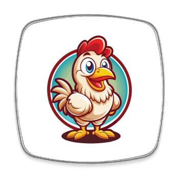 Huhn Lustig Kawaii Cartoon Clipart Tier Haustier - Viereckiger Kühlschrankmagnet - Weiß - Vorne