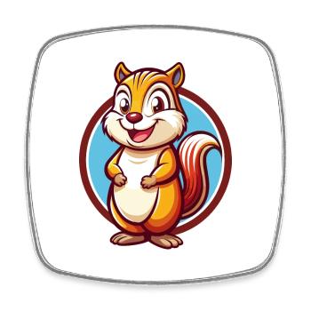 Chipmunk Lustige Kawaii Cartoon Clipart Tier Haustier - Viereckiger Kühlschrankmagnet - Weiß - Vorne