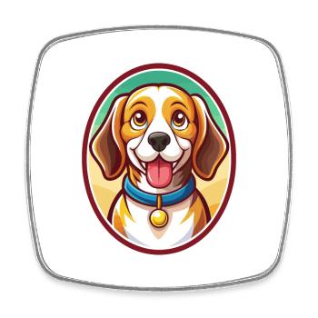 Beagle Dog Funny Kawaii Cartoon Clipart Animal Pet - Square fridge magnet - white - Front