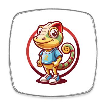Caméléon Drôle Kawaii Dessin animé Clipart Animal Animal de compagnie - Magnet carré - blanc - Devant