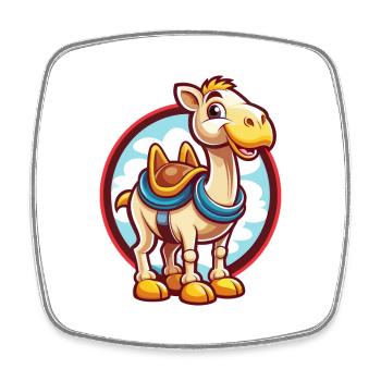 Chameau mignon drôle kawaii dessin animé clipart animal de compagnie - Magnet carré - blanc - Devant