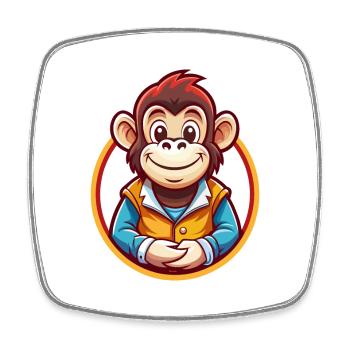 Bonobo Funny Kawaii Cartoon Clipart Animal Pet - Square fridge magnet - white - Front