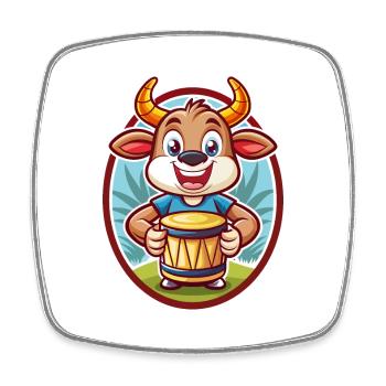 Bongo Niedlich Lustig Kawaii Cartoon Clipart Tier Haustier - Viereckiger Kühlschrankmagnet - Weiß - Vorne