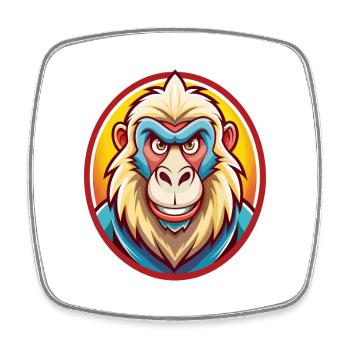 Babouin Drôle Kawaii Dessin animé Clipart Animal de compagnie - Magnet carré - blanc - Devant
