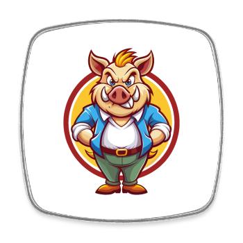 sanglier mignon drôle kawaii dessin animé clipart animal de compagnie - Magnet carré - blanc - Devant