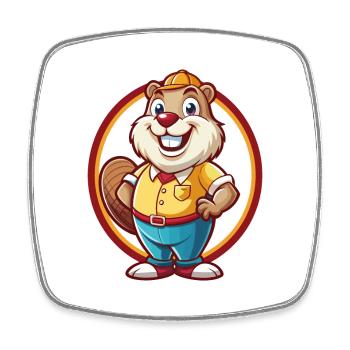 Biber Lustig Kawaii Cartoon Clipart Tier Haustier - Viereckiger Kühlschrankmagnet - Weiß - Vorne