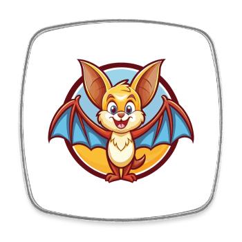 Chauve-souris mignon drôle Kawaii dessin animé Clipart animal de compagnie - Magnet carré - blanc - Devant