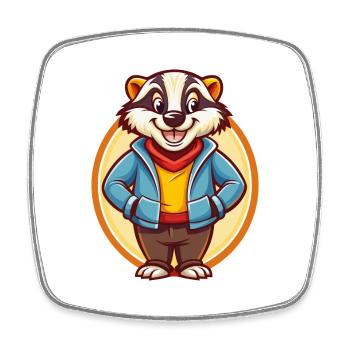 Dachs Lustig Kawaii Cartoon Clipart Tier Haustier - Viereckiger Kühlschrankmagnet - Weiß - Vorne