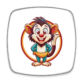 Aye Aye Lustige Kawaii Cartoon Clipart Tier Haustier - Viereckiger Kühlschrankmagnet - Weiß - Vorne