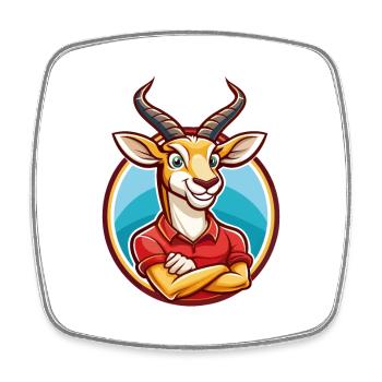 Antilope Lustig Kawaii Cartoon Clipart Tier Haustier - Viereckiger Kühlschrankmagnet - Weiß - Vorne