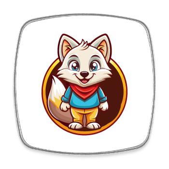 Polarfuchs Lustige Kawaii Cartoon Clipart Tier Haustier - Viereckiger Kühlschrankmagnet - Weiß - Vorne