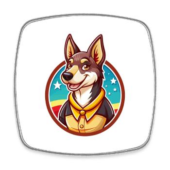 Australischer Kelpie Hund Lustiges Kawaii Cartoon Tier - Viereckiger Kühlschrankmagnet - Weiß - Vorne