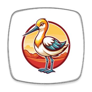 Avocet Lustige Kawaii Cartoon Clipart Tier Haustier - Viereckiger Kühlschrankmagnet - Weiß - Vorne