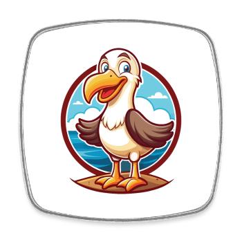 Albatros Lustige Kawaii Cartoon Clipart Tier Haustier - Viereckiger Kühlschrankmagnet - Weiß - Vorne