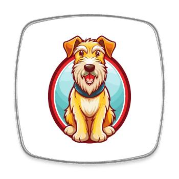 Airedale Terrier Hund Lustiges Kawaii Cartoon Tier - Viereckiger Kühlschrankmagnet - Weiß - Vorne