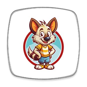 Aardwolf Lustige Kawaii Cartoon Clipart Tier Haustier - Viereckiger Kühlschrankmagnet - Weiß - Vorne