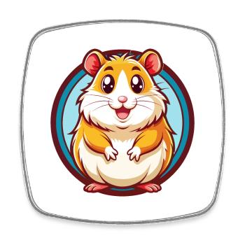 Hamster Drôle Kawaii Dessin animé Clipart Animal de compagnie - Magnet carré - blanc - Devant
