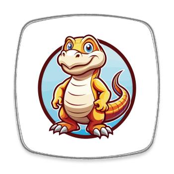Komodo Dragon Funny Kawaii Cartoon Clipart Animal - Square fridge magnet - white - Front