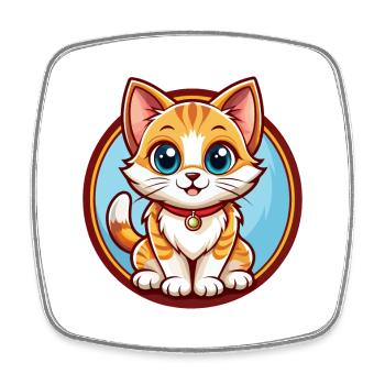 Kitten Funny Kawaii Cartoon Clipart Animal Pet - Square fridge magnet - white - Front