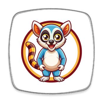 Lemur Cute Funny Kawaii Cartoon Clipart Animal Pet - Square fridge magnet - white - Front